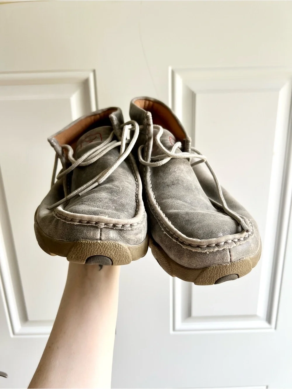 Twisted X Men's Chukka Leather Driving Moc Shoes in Grey